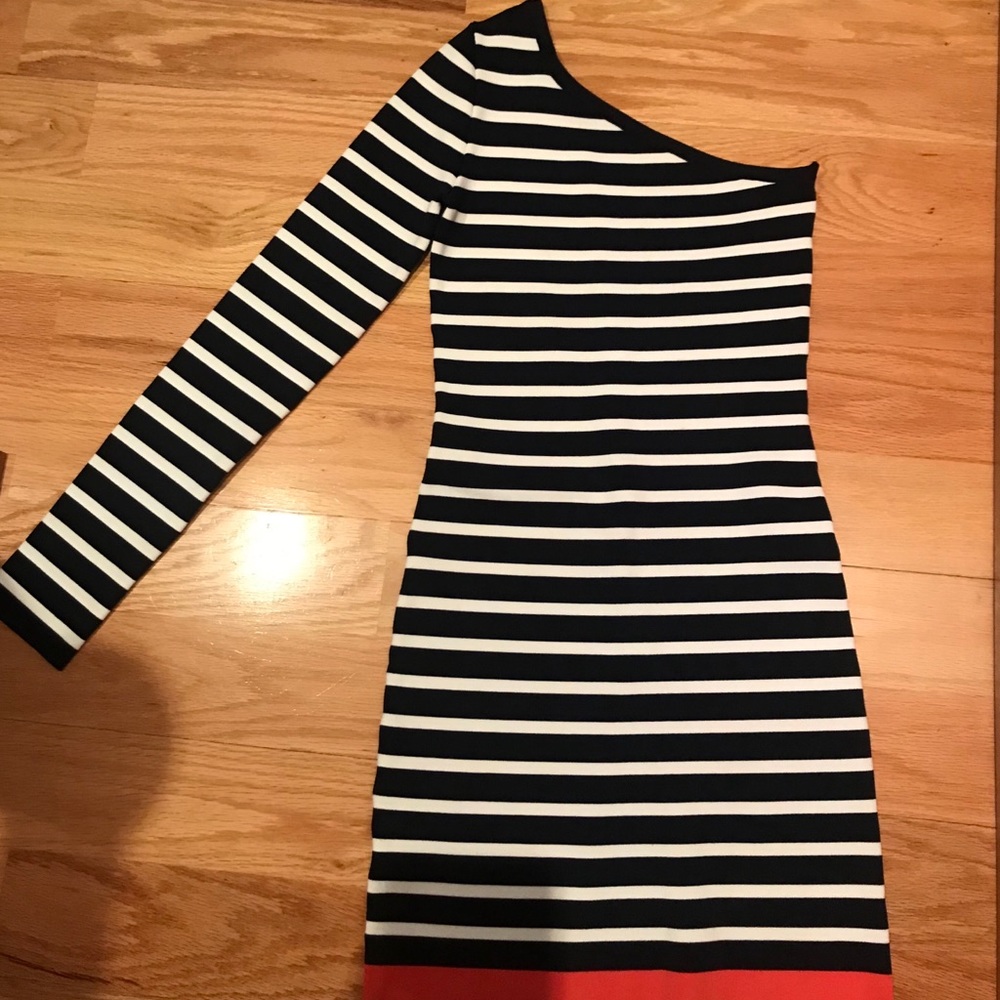 BCBG one shoulder bandage dress